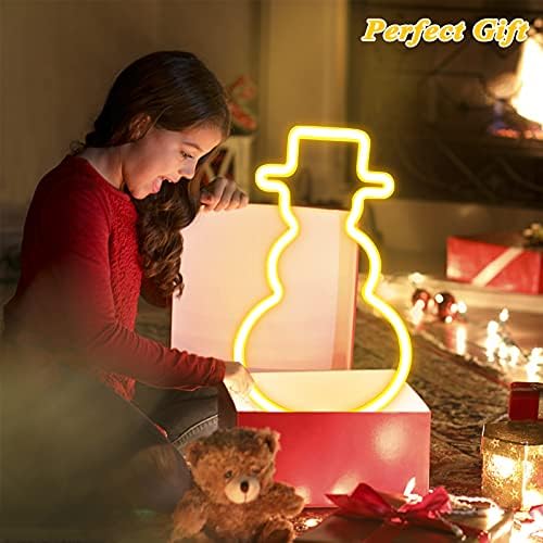 BOTINDO Неонова реклама Снежен човек Led Нощни Лампи, Лампа с Притежателя на База Батерия или USB Работи за Малки Момичета