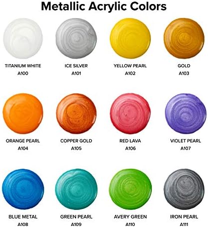 Комплект метални Акрилни бои за запълване на GenCrafts 12 цвята - Предварително смесени, с висока течливост и готови за изливане - 2 мл / 59 мл Флакони - Разнообразни бои на п