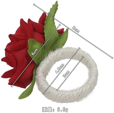 GANFANREN 6 бр. пръстен за салфетки с изкуствени цветя, Рози, обтегач, Поставки за пръстени за салфетки за Домашно