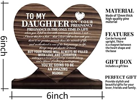 AUII JO ДИЗАЙН Подарък За дъщерята На Бременност Печатна Дървена Табела, Подарък за Дете Дървена Табела С Сърце, Дървена