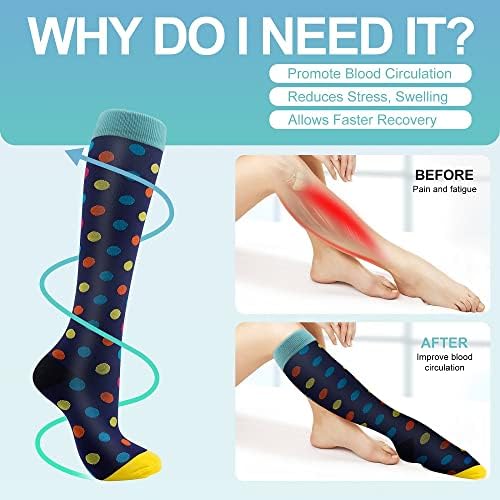 Компресия чорапи Pnosnesy (7 двойки) за мъже и жени с налягане, 15-20 мм живачен стълб.календар. Най-подходящи за лека атлетика,
