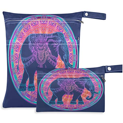 visesunny в племенно стил с шарките на Мандала е под формата на Слон, 2 бр., Влажна чанта с джобове с цип, Моющаяся,