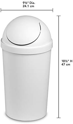 Sterilite 10838006 Кръгла боклук с панти капак с обем 3 литра / 11,4 литра, Бял, 6 опаковки
