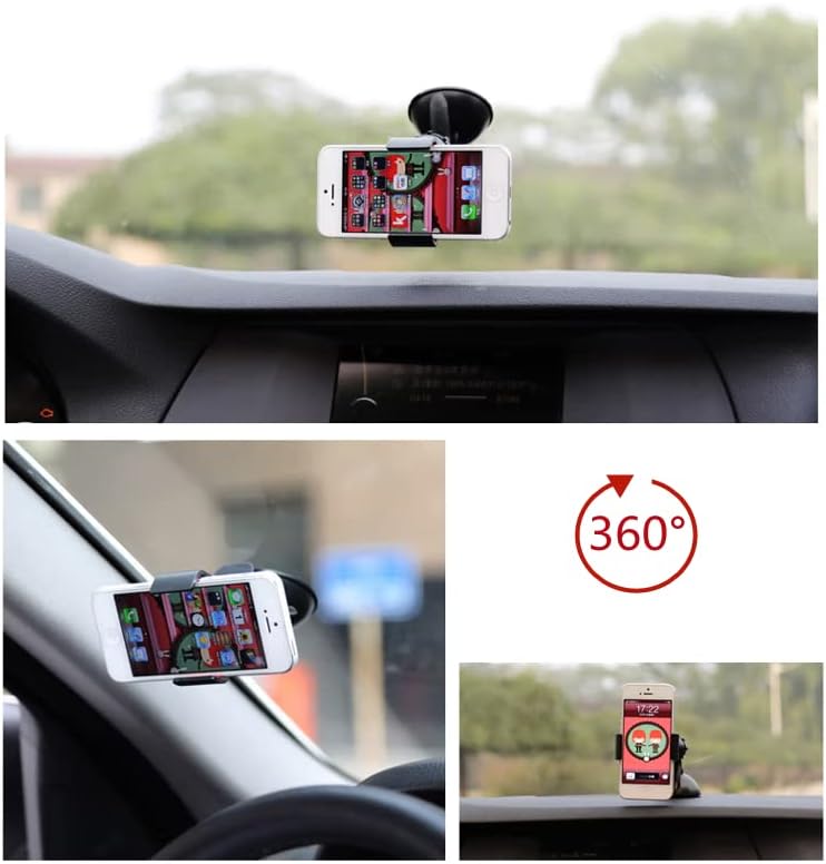 Qiilu Притежателя на телефона, за Автомобил, Универсална Въртяща се На 360 Градуса Кола за Мобилен телефон, GPS на Предното Стъкло Издънка Скоба Поставка