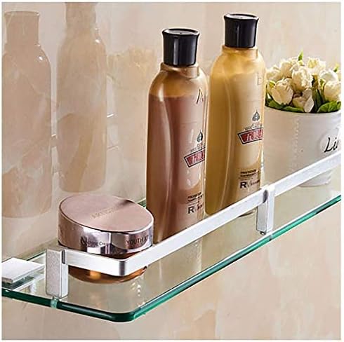 LIANXIAO - Полк за баня От Алуминий, стъкло, Рафт за баня с однослойным огледало В Предната рамка, Монтиране на багажник за съхранение на козметика (Цвят: прозрачен разме
