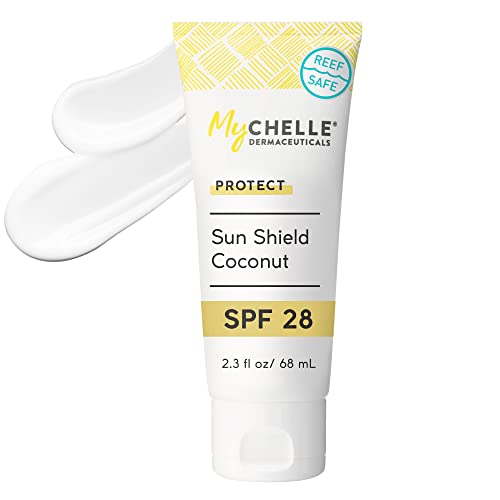 MyChelle Dermaceuticals Слънцезащитен крем SPF 28 Coconut (2,3 течни унции) - Успокояващ, сигурно за рифове Слънцезащитен