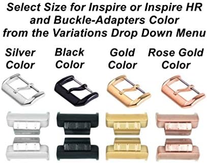 NICKSTON Бял двоен ремък с люверсами от кожа, съвместим с Fitbit Inspire и Inspire HR Tracker, два пъти увита около каишка на китката (4. Адаптери за пряжек цвят розово злато за Inspire).