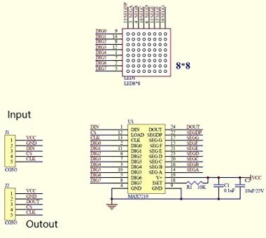 HiLetgo 2 елемента MAX7219 8 * 8 Точков Матричен Модул САМ Kit MAX7219 8х8 Led Точков Матричен модул за управление MCU САМ 5V за Arduino