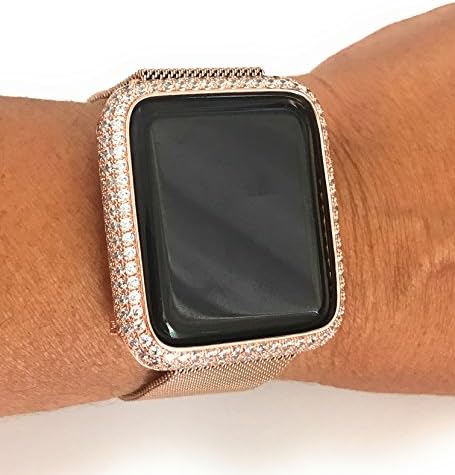 Серия EMJ 1,2,3 Bling Apple Watch Корпус от Циркониевого Розово Злато С вградени Bezel 38/42 мм