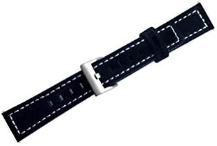 Кожена каишка NICKSTON от черен велур с бели линии, съвместими с каишка за умни часовници на Garmin Approach S12 и S42