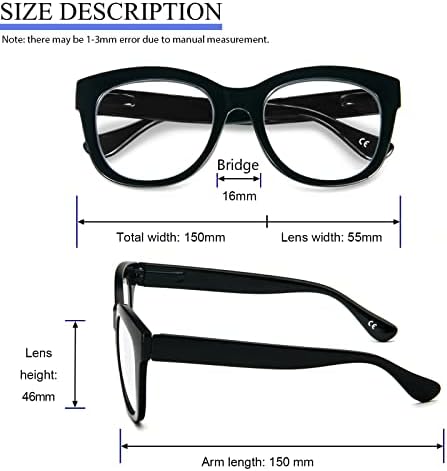 REAVEE Извънгабаритни Очила за четене за жени, на 3 опаковки, Блокиране на Синя Светлина, Компютърни Ретро Стилни Ридеры