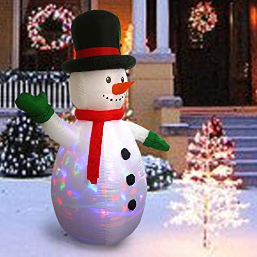 6 фута Калейдоскоп Светлинно Шоу Цветни Светлини Коледа, Снежен човек Надувное Осветено Украса на Двора с Воздуходувкой