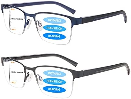 MAEOWN Прогресивно Мультифокальные Очила За Четене Мъжки Сини Светлинни Блокер Кутия Пантите За Четене на Компютърни Очила