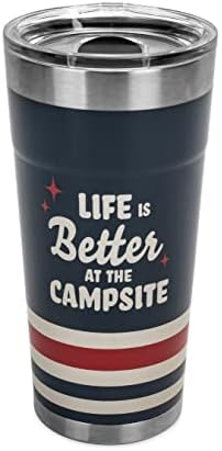 Чаша в опаковка Camco Life is Better at the Къмпинг | се характеризира с Уникално текстово оформление Life is Better