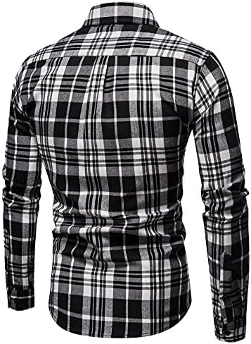 Мъжка Риза в клетката обичайното намаляване с дълъг ръкав, Класически Модни Върхове на копчета, Ежедневни Ризи с