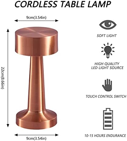 Безжичната Акумулаторна Светодиодна Настолна лампа AMAZLOL, Съвременни Преносими Сензорни Настолни лампи с USB-кабел, 3