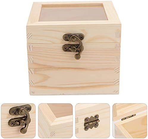 Cabilock Дървена Подарък Кутия Увековеченный Цвете Кутия За Съхранение Колекция Дървена Кутия Органайзер За Съхранение на Акрилен капак (12x12x10 см)