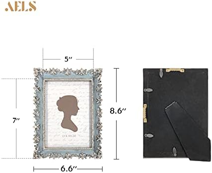 Реколта Рамка за снимки AELS размер 5x7 Инча, Елегантни, Старинни Рамки за Снимки със Стъклен преден панел, Дисплей