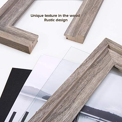 Рамки за снимки Eosglac Rustic 8x10, фото рамка от масивно дърво със стъклен преден панел, За монтиране на стена или