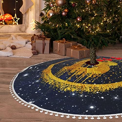 Пола за Коледната елха с тапицерия pom-помераните в стил Ретро-Galaxy-Биткоин-Блокчейн Празнична Коледна Украса за дома 36