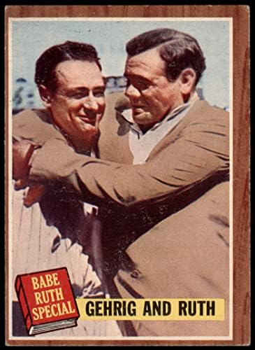 1962 Topps 140 NRM Бейб Рут / Лу Гериг Ню Йорк Янкис (Бейзболна картичка) (Нормален цвят) VG Янкис