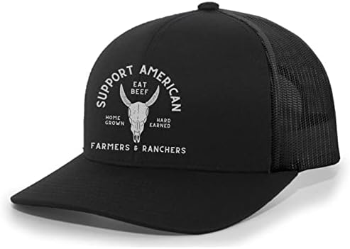 Компанията Trenz Shirt Подкрепя Американските фермери, Които Ядат Говеждо с Черепа на Едър Рогат добитък от Фермата на Маса, Мъжки Бродирани Окото Задната част на Шапка?