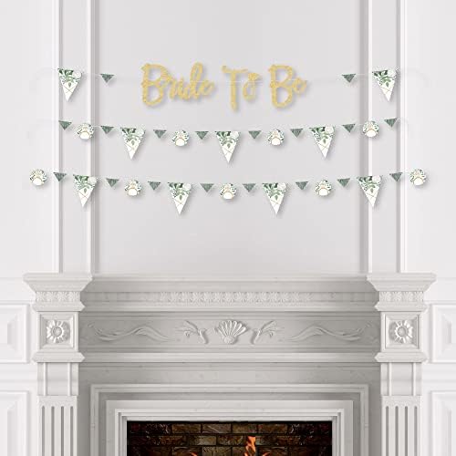 Голяма точка за щастието в стил Бохо за булката в ботаническата стил - Декорация банер с надпис Зелен душ за младоженци