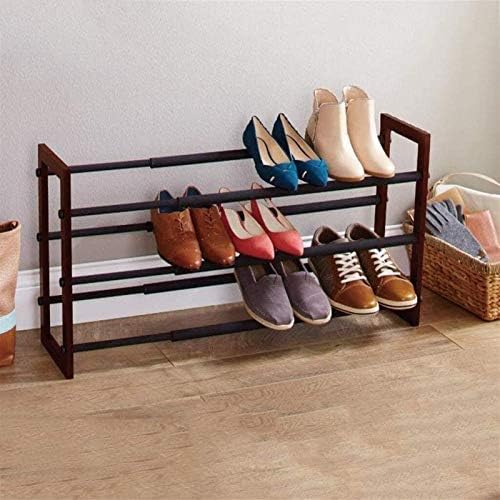 BALAMI Домашен Шкаф За обувки, Рафтове за обувки, Прибиращ се Рафт за обувки, 3 Дървени Ниво, Шкаф за съхранение, Регулируем