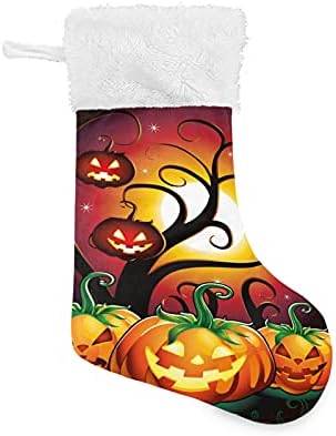 Коледни Чорапи ALAZA Happy Halloween, Класически Персонализирани Големи Чулочные Украса за Семейни Тържества, декорация