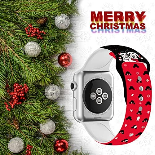 Коледен каишка за часовник, който е съвместим с каишка на Apple Watch 38 мм 40 мм 41 мм 42 мм 44 мм 45 мм, мек силиконов спортен
