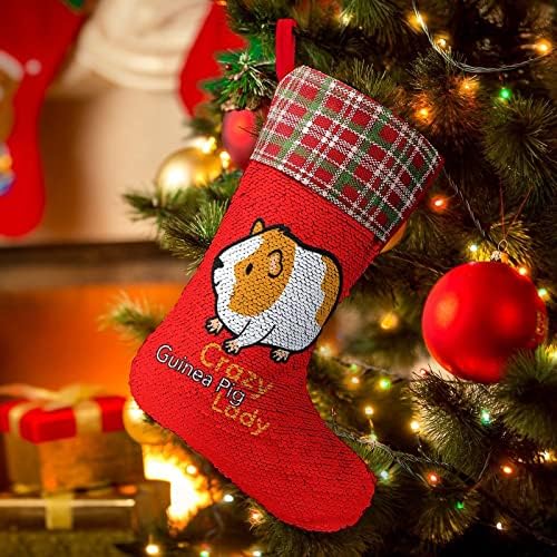 Луда Морско Свинче Дама Пайети Коледни Празници Чорапи Обратим което променя Цвета си в Магически Състав за Коледно