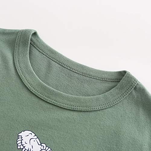 Лунно Дърво Момчета Памучни Тениски с Дълъг Ръкав Мультяшная Риза С Кръгло Деколте Тениски Багер 2 Опаковки