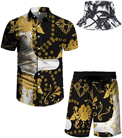 Плажен Комплект дрехи, Ризи и къси Панталони, Комплект: YAOGRO, мъжки Хавайски Празнична Дрехи с цветен модел, от 2 теми