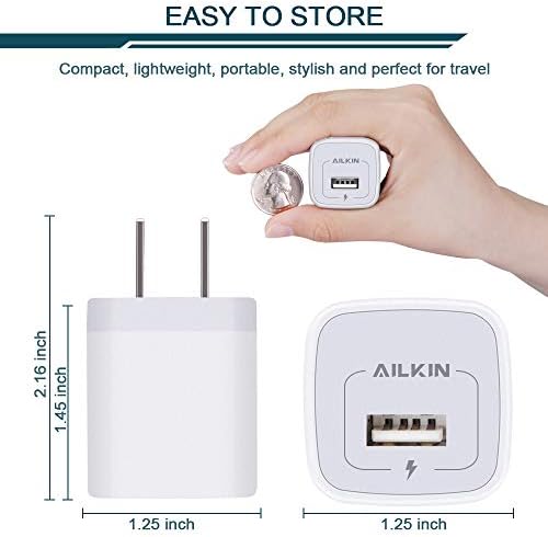 USB Зарядно Устройство за AILKIN, [5 бр-1 порт] Изход за бързо зареждане, Блок захранващ адаптер ac Cube за iPhone, iPad,