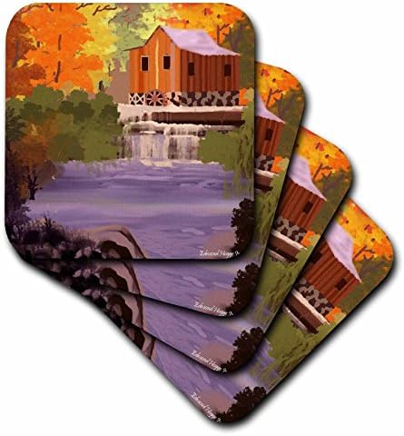 3dRose CST_18705_4 Поставка за керамични плочки с Есенни листа от Нова Англия, Комплект от 8