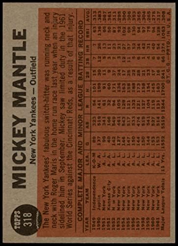 1962 Topps # 318 The Switch Hitter Свързва Мики Мэнтла на Ню Йорк Янкис (Бейзболна картичка), Ню Йорк Янкис