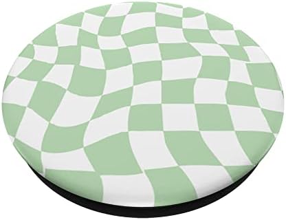 Вълнообразни Карирани Светло Зелен - Шалфейно-Зелен Шах модел PopSockets С възможност за смяна на PopGrip
