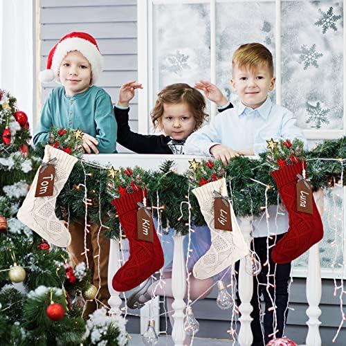 4 Комплекта Големи Коледни Чорапи с регистрирани бирками 18 См Голям Размер, Вязаный Отглеждане на Дантела, Коледни