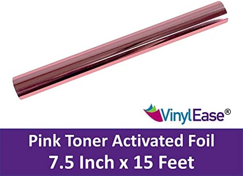 Ролка фолио, Винил Ease PINK Toner Reactive, 7,75 x 15 фута, за използване с лазерен принтер, ламинатором. Ролка фолио