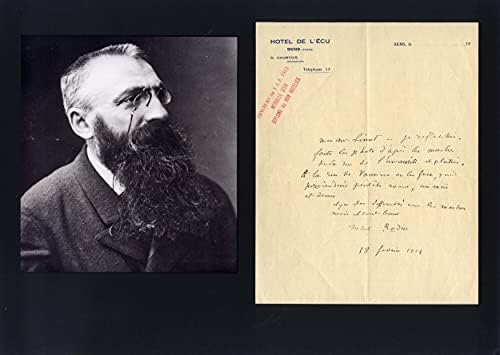 Автограф на ФРЕНСКИЯ СКУЛПТОР Огюст Роден, написани на ръка писмо, подписано и смонтированное