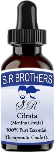 S. R Brothers Citrata (Mentha Citrata) Чисто и Натурално Етерично масло Терапевтичен клас с Капкомер 15 мл