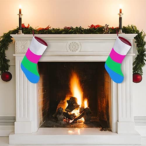 Флаг Полисексуальной Гордостта на ЛГБТ Коледни Чорапи Отглеждане на Коледна Елха Дядо коледа Декорации Висящи Украса за Камината