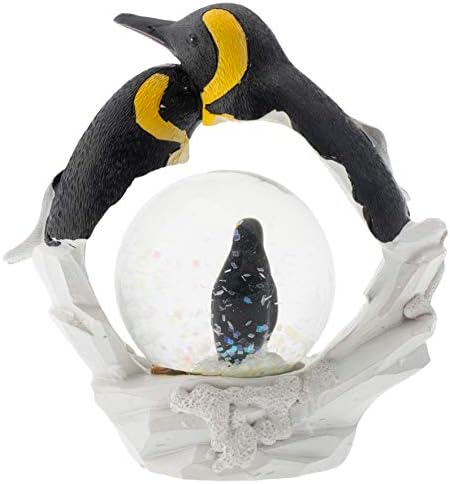 Жълта Фигурка Семейство Пингвини с Врата 45 ММ, Декорация Във Формата на Снежната Топка С Пайети