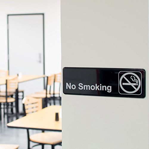 Знак пушенето забранено - Черно-бял, 9 х 3 инча, Знак пушенето забранено за врата / стена, Марки на съответните
