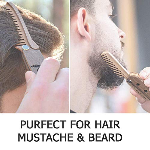 Гребен за брада за Мъже, Преносими Сгъваеми Гребени за пътуване, четка за коса от дърво с надпис Истински мъж - идеални
