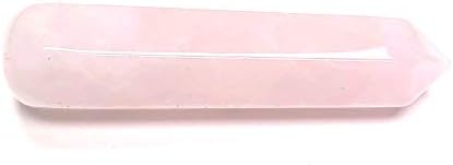 Събиране на кристали Zentron: 60 мм Напълно Натурален Скъпоценен камък Crystal 2 инча + Пръчка и Кадифена торбичка (Розов кварц)