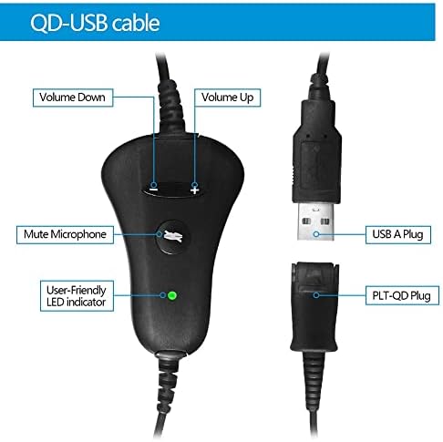 Кабел-адаптер QD-USB с функция за изключване на звука - 5 бр. за слушалки Plantronic-QD Plug