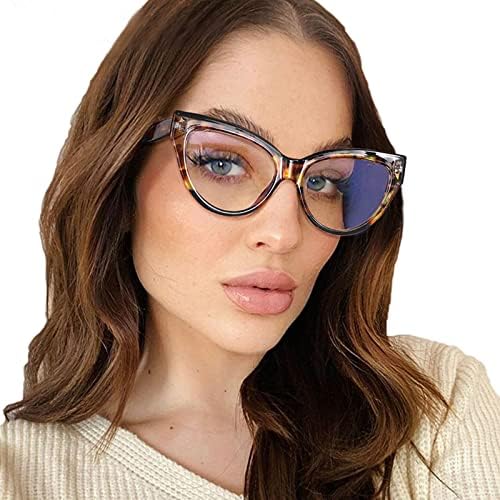 KPHPH Cateye Blue Light Блокер Очила Модни Рамки За Очила с Анти-UV Прозрачни Лещи за Жени