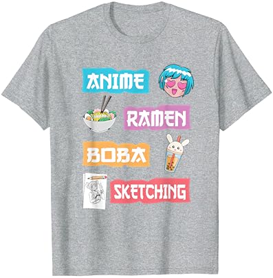 Рисуване на anime Ramen Боб - подарък тениска за любителите на аниме Kawaii