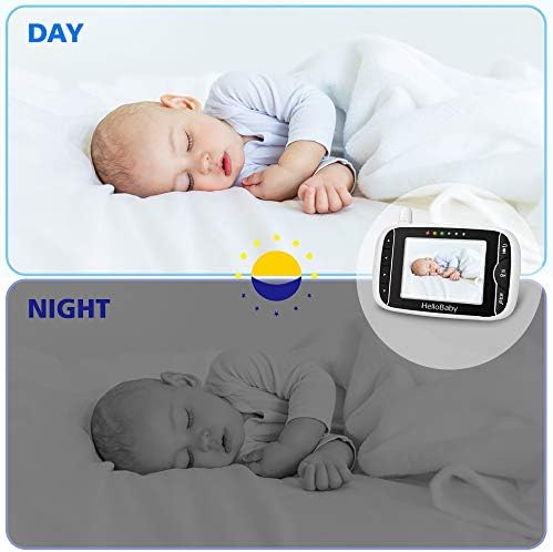 Видеоняня HelloBaby с камера и аудио - 3,2-Инчов LCD дисплей за бебефони, следи бебето Без Wi-Fi, Двупосочен звук,